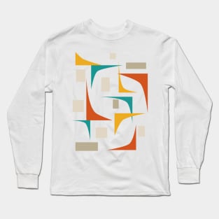 Mid Century Retro Geometric Corners Long Sleeve T-Shirt